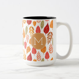 Caneca De Café Em Dois Tons Padrão de Folhas de outono pintadas