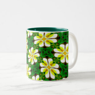 Caneca De Café Em Dois Tons Padrão de Frangipani Amarelo