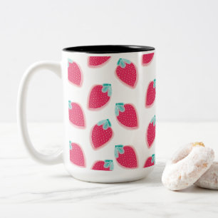 Caneca De Café Em Dois Tons Padrão de Fruta de morango