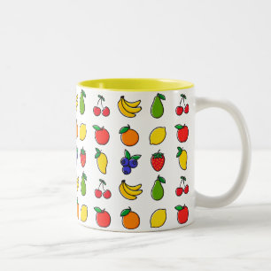 Caneca De Café Em Dois Tons Padrão de Fruta Misto Colorido Mug de Café de Do
