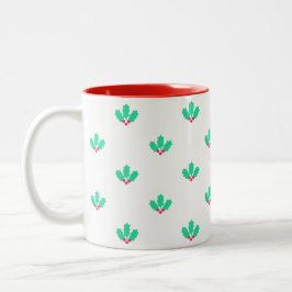 Caneca De Café Em Dois Tons Padrão de Frutas de Azevinho