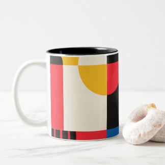 Caneca De Café Em Dois Tons Padrão de Geometria Bauhaus