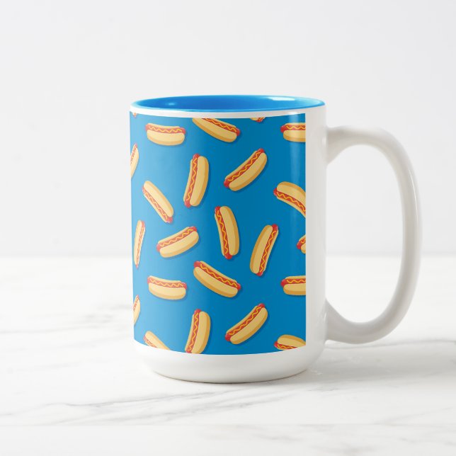 Caneca De Café Em Dois Tons Padrão de Hotdog de Comida Rápida (Direita)