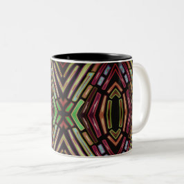 Caneca De Café Em Dois Tons Padrão de Joias Coloridas Vibração de Vidro Colori