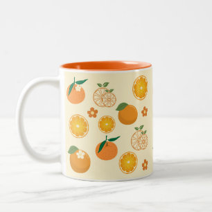 Caneca De Café Em Dois Tons Padrão de Laranjas