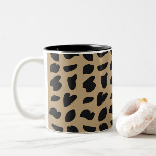 Caneca De Café Em Dois Tons Padrão de leopardo moderno e elegante
