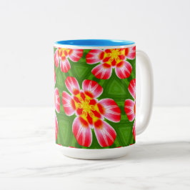 Caneca De Café Em Dois Tons Padrão de lírios vermelhos