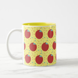 Caneca De Café Em Dois Tons Padrão de Maçã de Fruta Moderna Doce