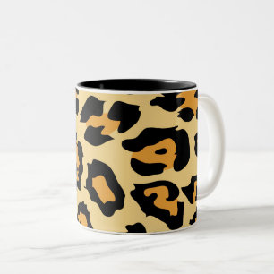 Caneca De Café Em Dois Tons Padrão de manchas de guepardo moderno