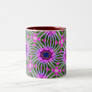 Caneca De Café Em Dois Tons Padrão de margarida estética