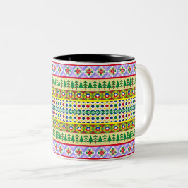 Caneca De Café Em Dois Tons Padrão de Motif Natal