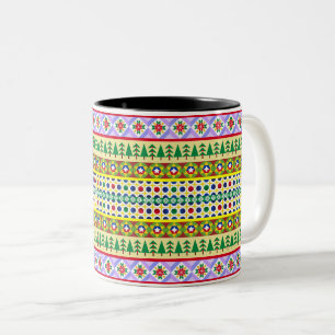Caneca De Café Em Dois Tons Padrão de Motif Natal