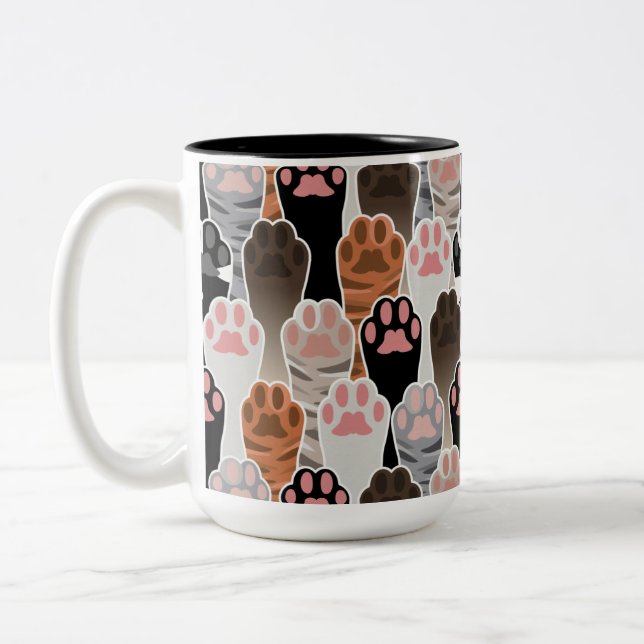 Caneca De Café Em Dois Tons Padrão de muitas patas de gatos (Esquerda)