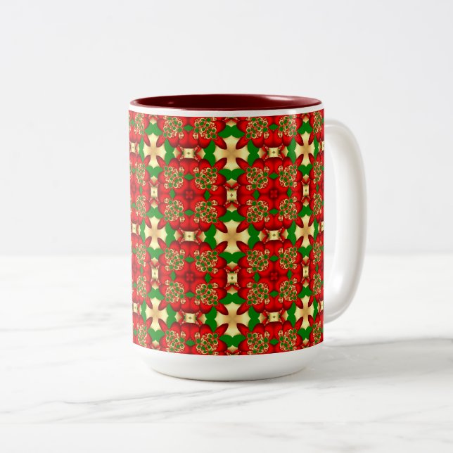 Caneca De Café Em Dois Tons Padrão de Natal (Frente Esquerda)