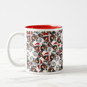 Caneca De Café Em Dois Tons Padrão de Natal do Puppy Puppy Black Tan Dachshund