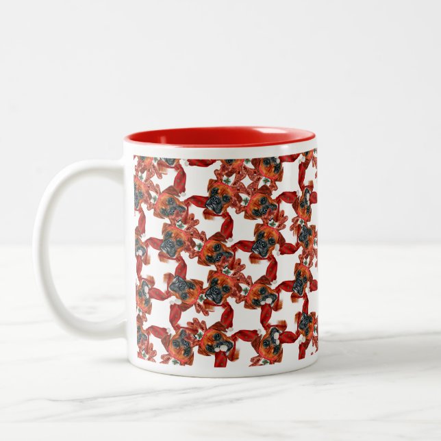 Caneca De Café Em Dois Tons Padrão de Natal Engraçado Boxer (Esquerda)