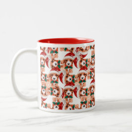 Caneca De Café Em Dois Tons Padrão de Natal Engraçado Cavoodle