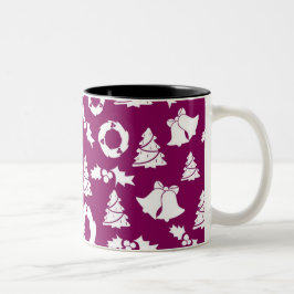 Caneca De Café Em Dois Tons Padrão de Natal Roxo