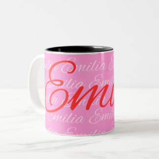 Caneca De Café Em Dois Tons Padrão de nome repetido Eliana