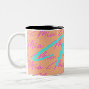 Caneca De Café Em Dois Tons Padrão de nome repetido Mia