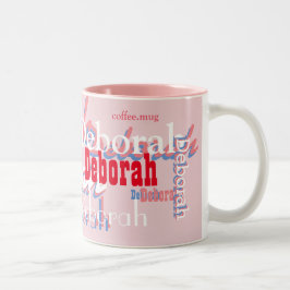 Caneca De Café Em Dois Tons padrão de nomes cor-de-rosa fofo, personalizado