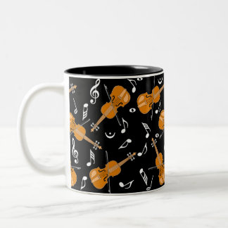 Caneca De Café Em Dois Tons Padrão de Nota de Música de Violino