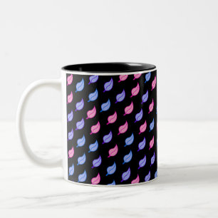 Caneca De Café Em Dois Tons Padrão de Penas Coloridas