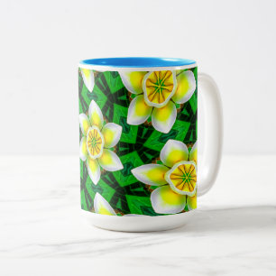 Caneca De Café Em Dois Tons Padrão de Plumeria Amarelo-Cuta