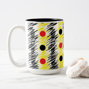 Caneca De Café Em Dois Tons Padrão de Pontos de Bolinhas de Rabisco Abstrato