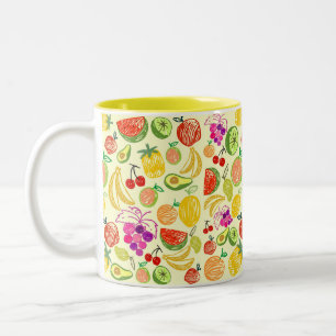 Caneca De Café Em Dois Tons Padrão de porta de Fruta corrigido
