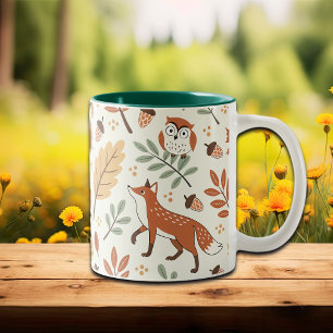 Caneca De Café Em Dois Tons Padrão de queda escandinava legante