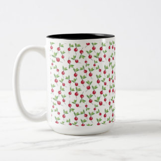 Caneca De Café Em Dois Tons Padrão de rabanetes vermelhos