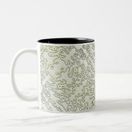 Caneca De Café Em Dois Tons Padrão de rabisco elegante em prata e ouro