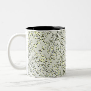 Caneca De Café Em Dois Tons Padrão de rabisco elegante em prata e ouro