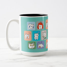 Caneca De Café Em Dois Tons padrão de rostos de ursos