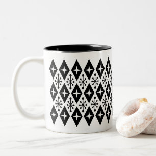 Caneca De Café Em Dois Tons Padrão de Starburst do Diamond Moderno do meio séc
