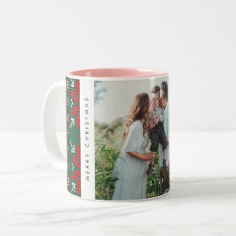 Caneca De Café Em Dois Tons Padrão de Suéter de Tricô Aconchegante Foto Férias