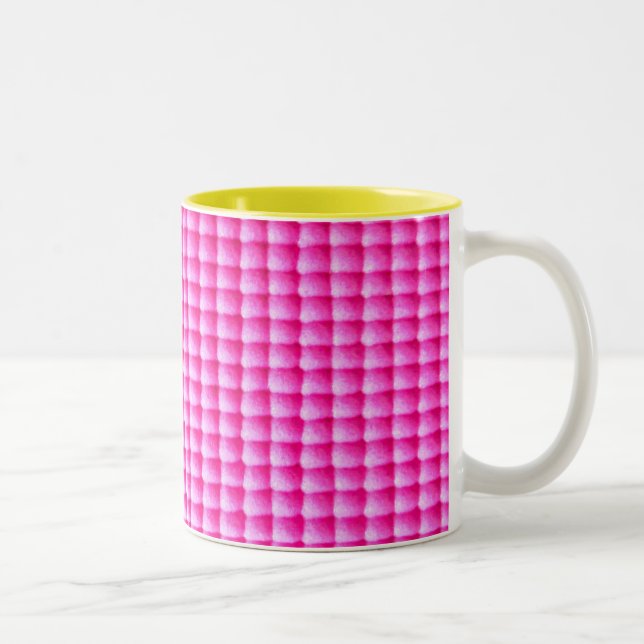 Caneca De Café Em Dois Tons Padrão de textura de borbulhlegum rosa (Direita)