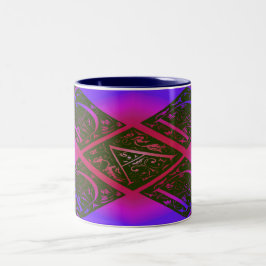 Caneca De Café Em Dois Tons Padrão de Tipografia do Rico pai preto e roxo