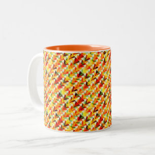 Caneca De Café Em Dois Tons Padrão de triângulos abstratos fofos
