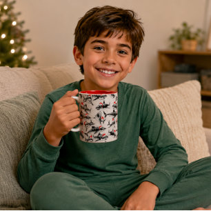 Caneca De Café Em Dois Tons Padrão de Tubarão de Papais noeis