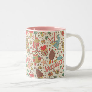 Caneca De Café Em Dois Tons Padrão de Verão com Sorvete