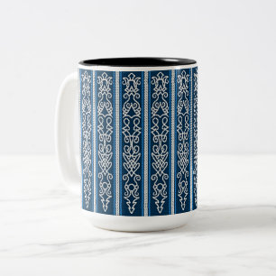 Caneca De Café Em Dois Tons Padrão de Visualização Azul