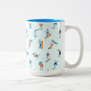 Caneca De Café Em Dois Tons Padrão Desportivo do inverno