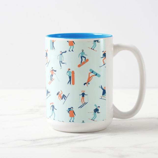 Caneca De Café Em Dois Tons Padrão Desportivo do inverno (Direita)