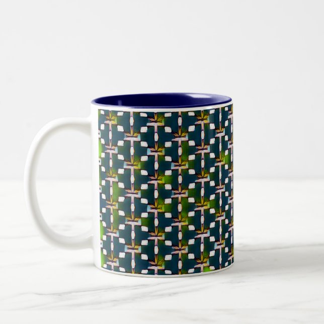 Caneca De Café Em Dois Tons Padrão digital abstrato moderno design 1227 (Esquerda)