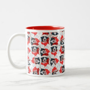 Caneca De Café Em Dois Tons Padrão Divertido de Natal do Cão Bernês