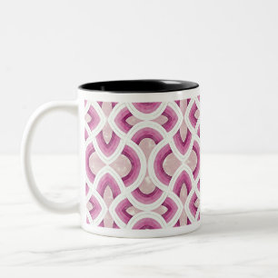 Caneca De Café Em Dois Tons Padrão Do Arco-Íris Vintage Groovy Em Mulberry