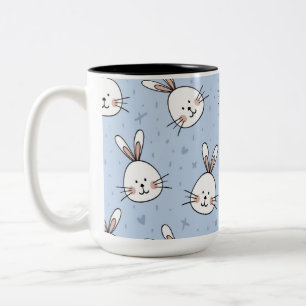 Caneca De Café Em Dois Tons Padrão do coelho coelho adorável