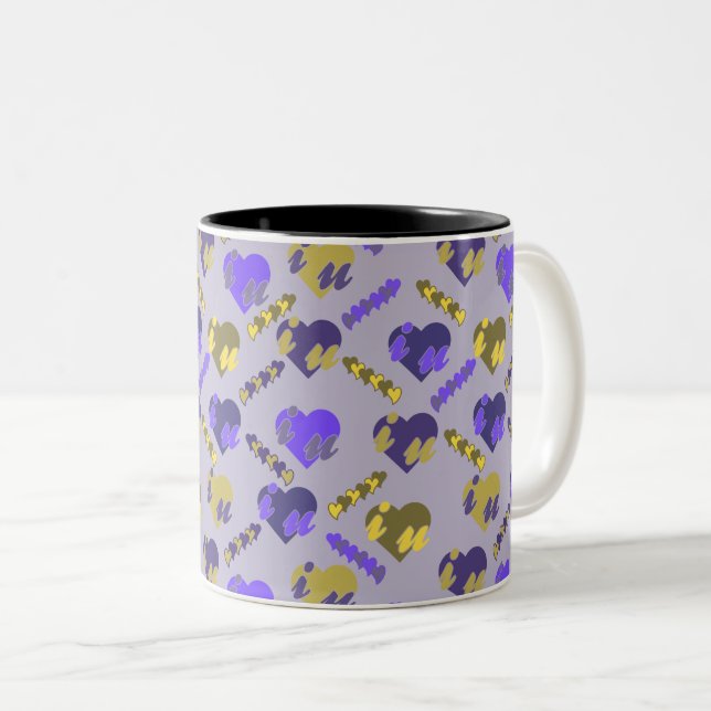 Caneca De Café Em Dois Tons Padrão do namorados (Frente Esquerda)
